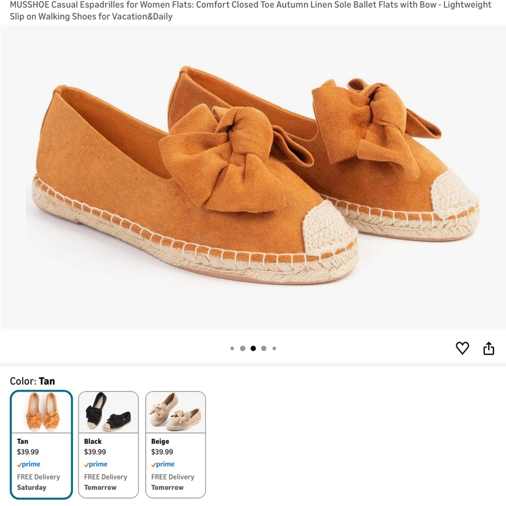 Casual Tan Espadrilles with Bow